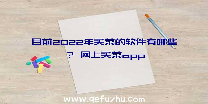 目前2022年买菜的软件有哪些？